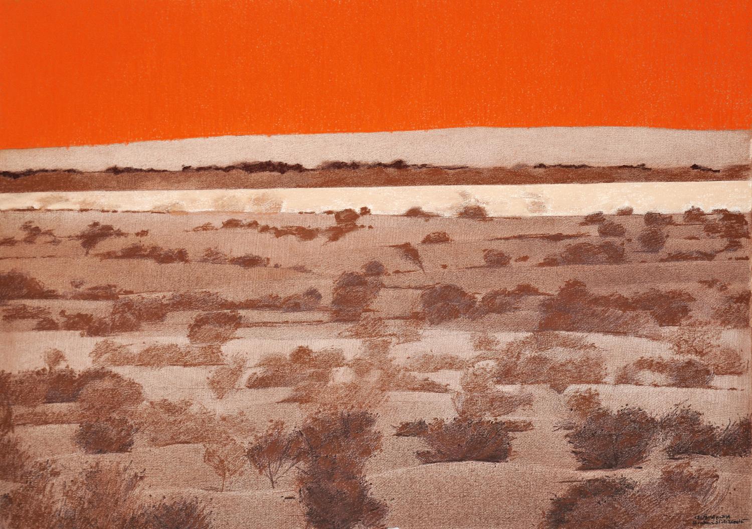 Wadi El Natroon 5, 2018 — Sepia and pastel on paper.