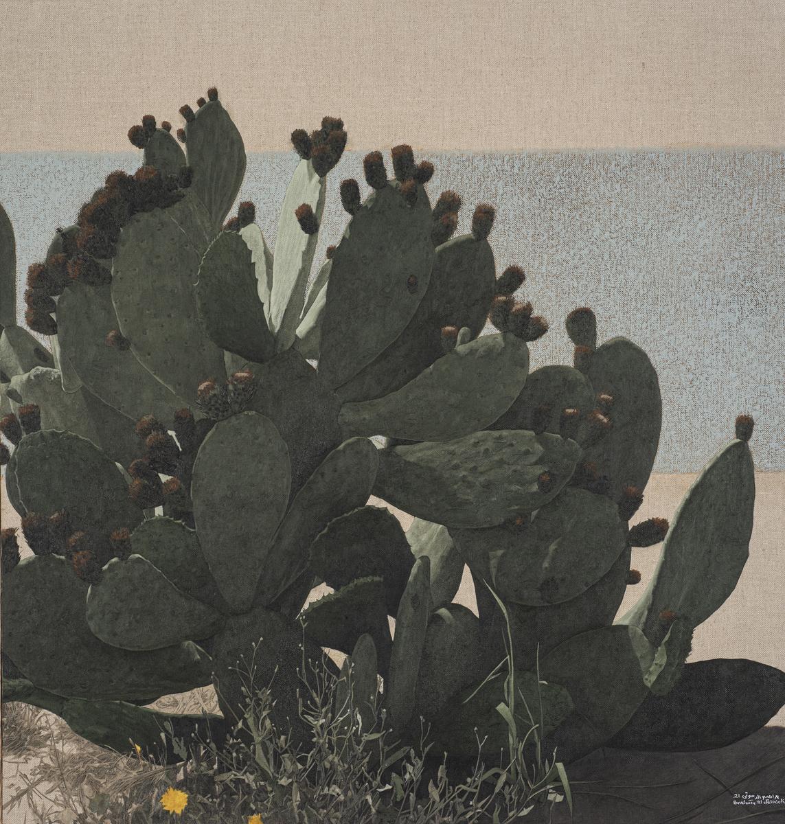 Cactus 1, 2021 — Oil and oil bars on clear canvas.